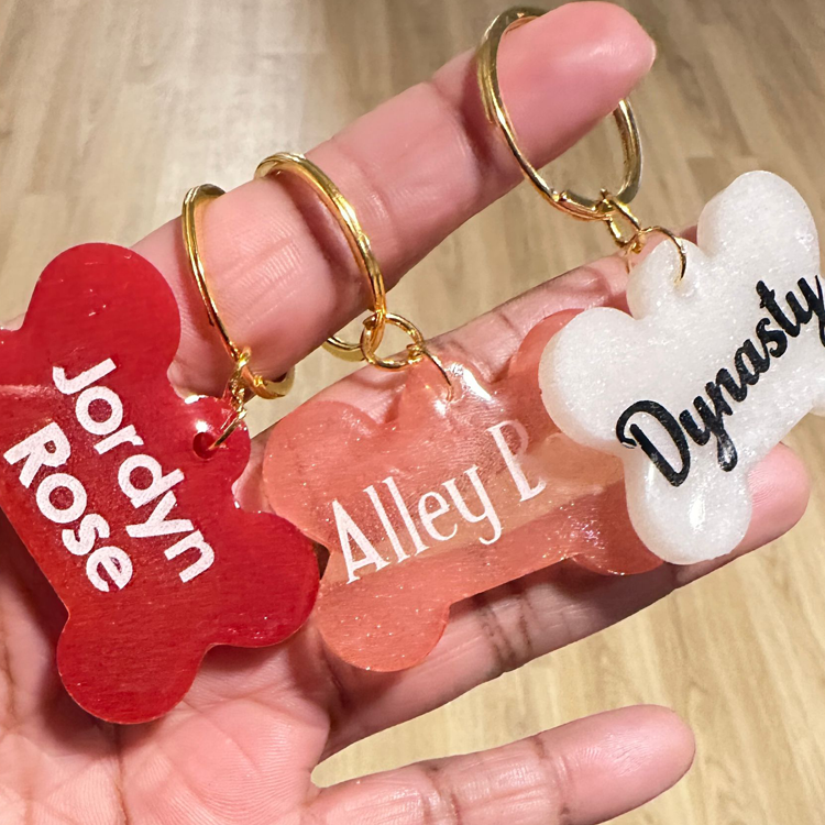 Personalsed Resin pet name tags