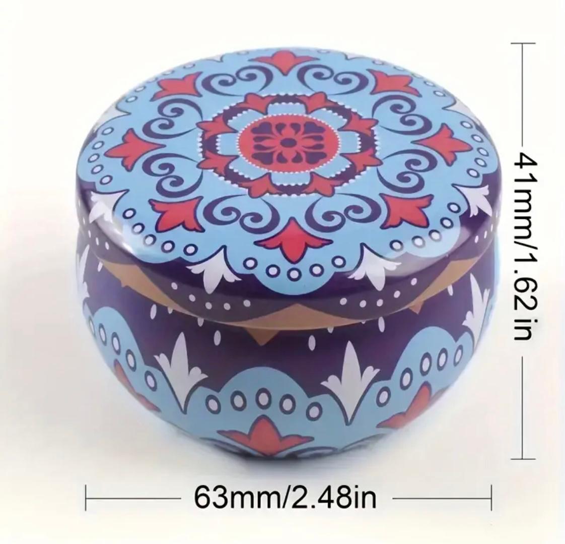 Amber Noir Soy Candle with Metal Tin Jar Random Design