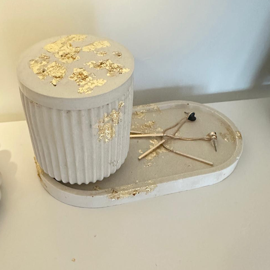 Elegant Gypsum Decor Tray Set: Perfect for Showcasing Your jewellery