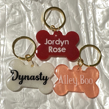Personalsed Resin pet name tags
